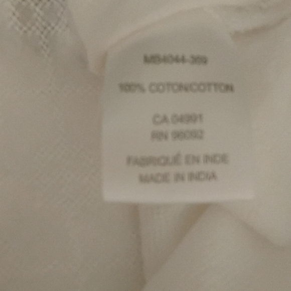 Fleur Bleue Women's L White Blue Embroidery 3/4 Sleeve Tunic Top - Picture 6 of 6